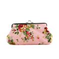 thumbnail image 1 of Coin Pouch Purse Rose Pattern Canvas Gift Jewelry Cards Trinkets Pouch Clasp Closure Wallet (Pink), 1 of 3