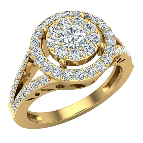 0.75 CT Split Shank Cluster Diamond Engagement Ring 14K Gold
