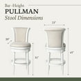 thumbnail image 2 of Maven Lane Pullman Bar Stool, Alabaster White Finish w/ Cream Fabric Upholstery, 2 of 6