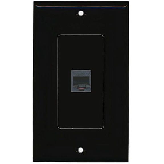RiteAV Rj11/12 Phone Black Wall Plate 1 Gang Decorative Black