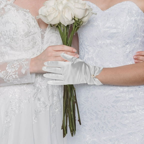 FRCOLOR 1 Pair Long Gloves For Girls Lace Gloves Women Toddler Princess Gloves Bridal Wear Short Satin Gloves Wedding Short Gloves