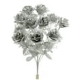 thumbnail image 1 of Admired By Nature 12 Stems Artificial Blooming Veined Satin Rose Flowers Bush, Silver, 1 of 2
