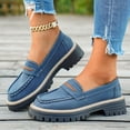 thumbnail image 4 of Mocassins à Talon Moyen pour Femmes Chaussures à Bout Rond Épais à la Mode, 4 of 9
