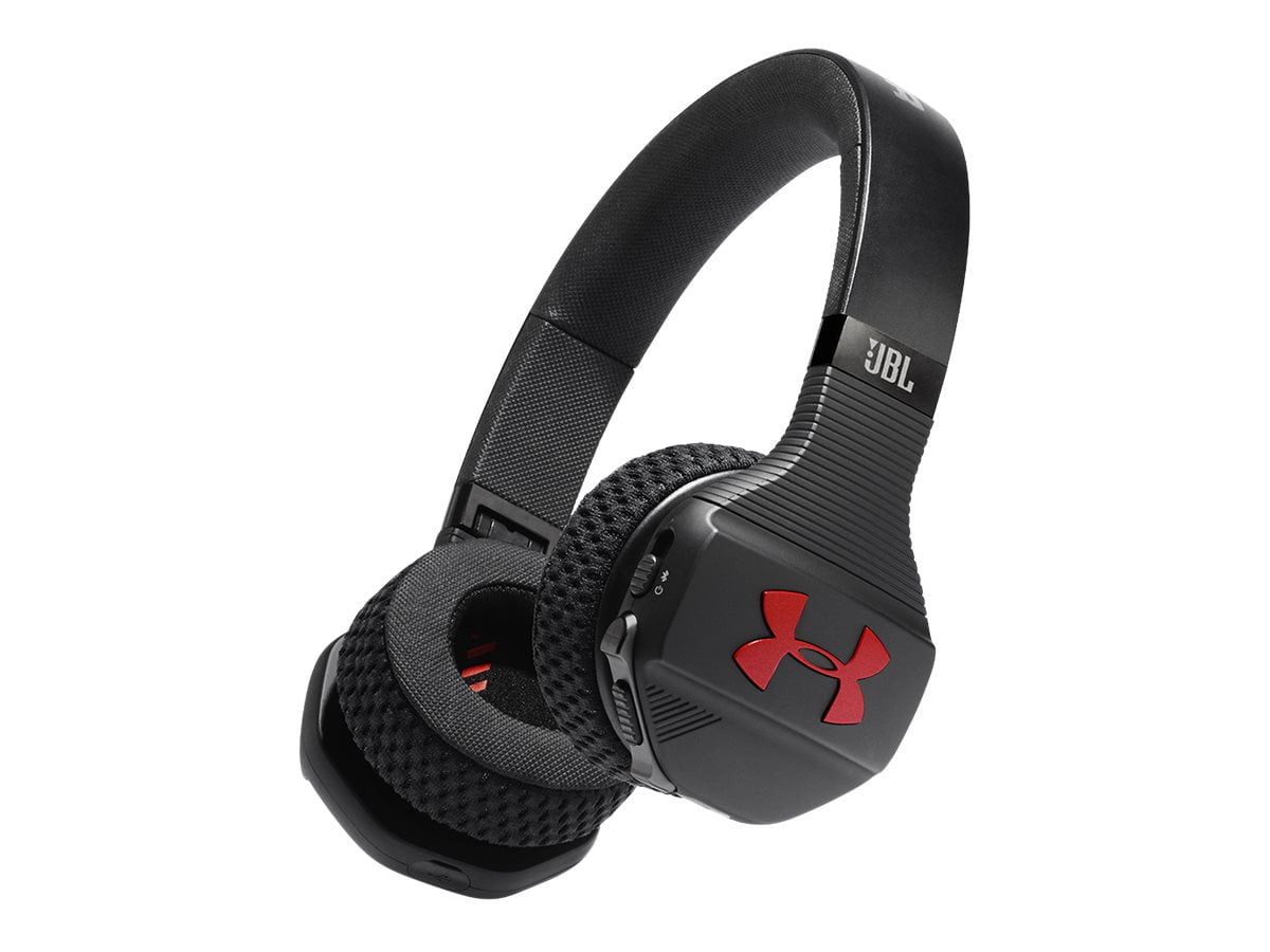 JBL Under Armour Sport Train - Headphones with mic - on-ear - Bluetooth wireless - black/red -