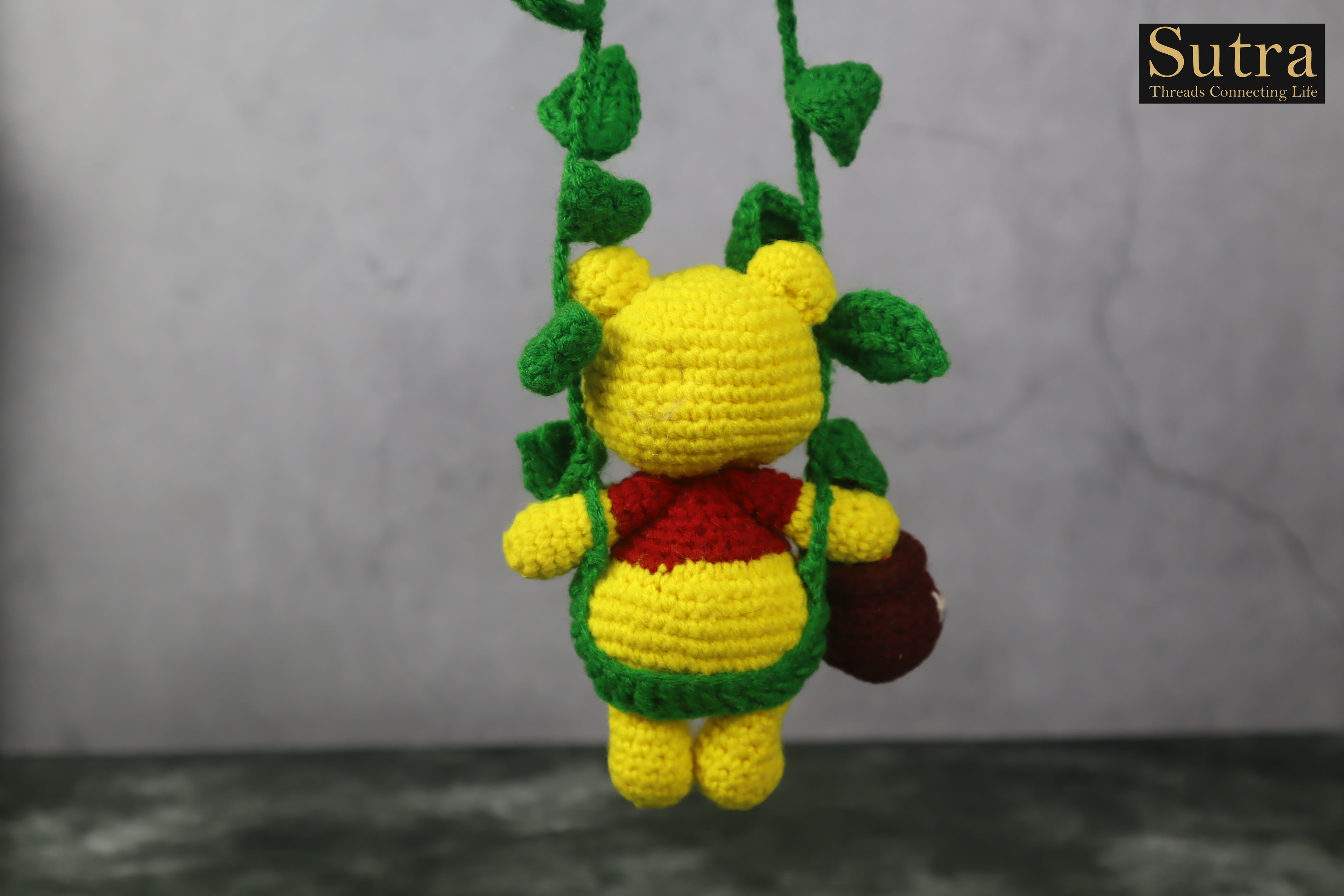 Winnie the Pooh Crochet Stuffed Toy, Designer Handmade Honey Bear Toy
