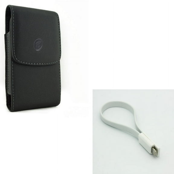 Holster Leather Case Belt Clip w Cord Charger Short USB Cable Charger Power Cord for iPhone XS Max,8 PLUS,7 Plus,11 Pro Max,6S Plus,6 Plus Models