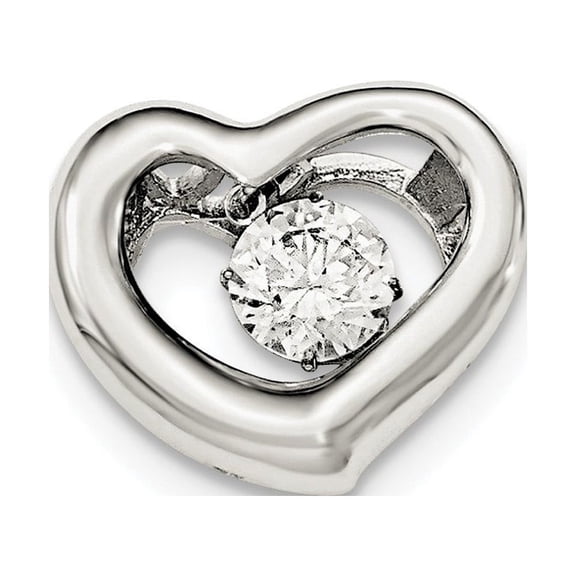 Sterling Silver Polished Dancing Cubic Zirconia Heart Pendant - Measures 17mm long
