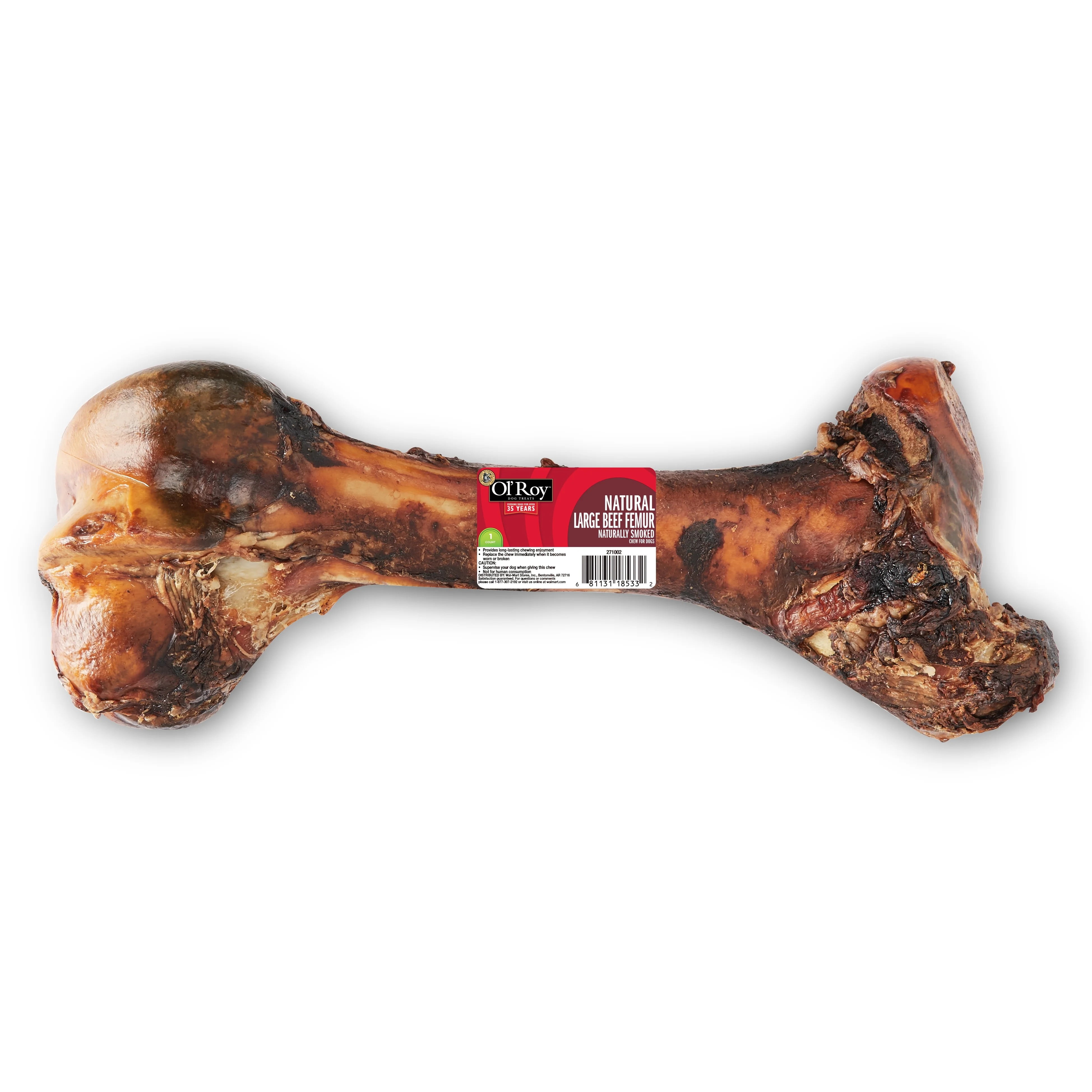 (5 pack) Ol' Roy Natural Large Beef Femur Dog Chew for Healthy Teeth, 1 Pack