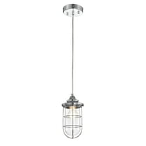 Warehouse of Tiffany Tiago Chrome 1 Light Clear Glass Shade Pendant Lamp
