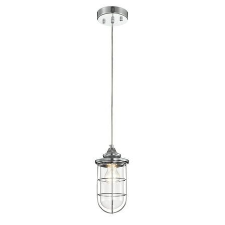 Warehouse of Tiffany Tiago Chrome 1 Light Clear Glass Shade Pendant Lamp