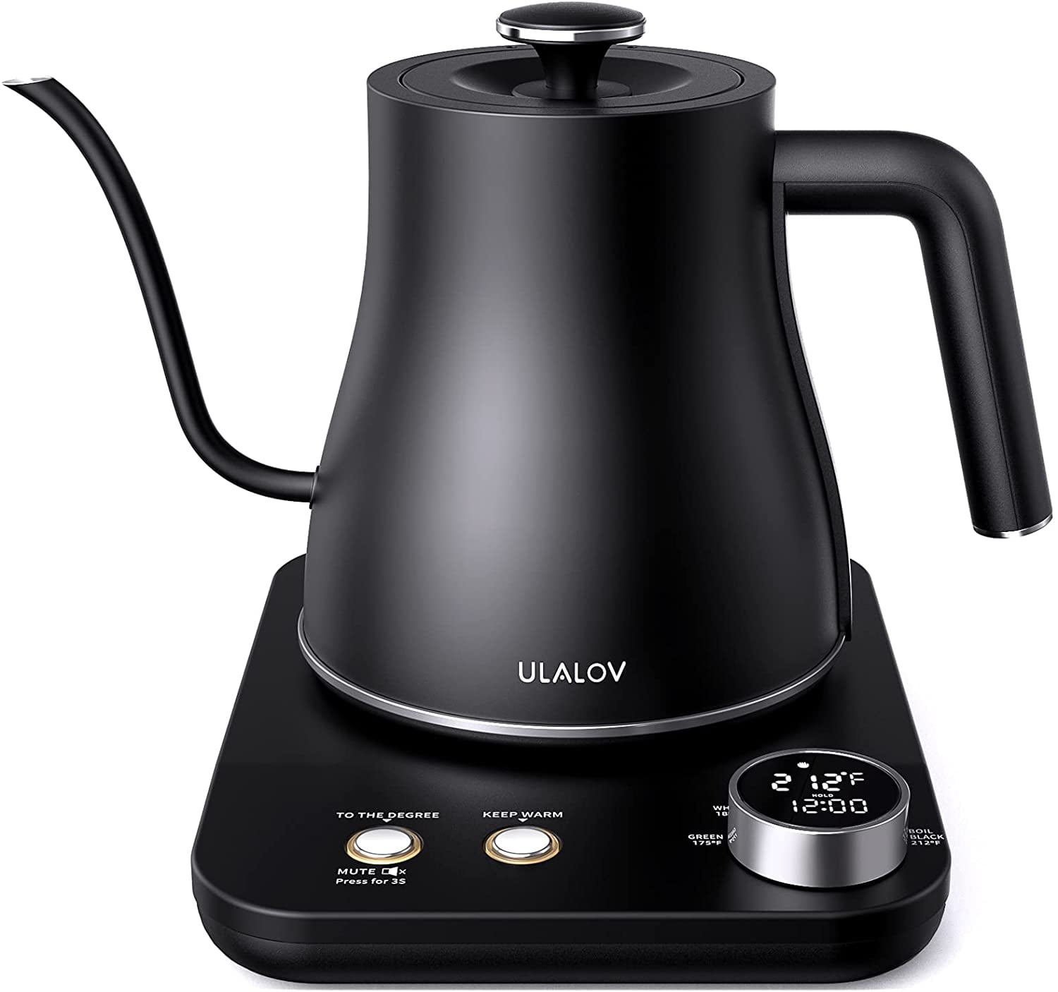 12H Keep Warm,1200W-0.8L Leak-Proof Ultra Fast Boiling Electric Kettle for Pour-Over Coffee/Tea Ulalov Gooseneck Kettle Temperature Control 5 Variable Presets 100% Stainless Steel