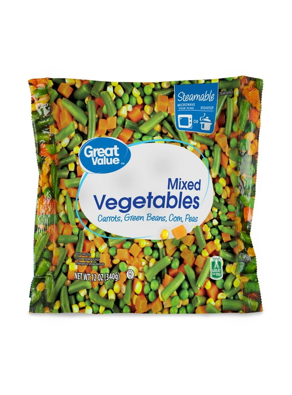 Great Value Frozen Mixed Vegetables, 12 oz Steamable Bag