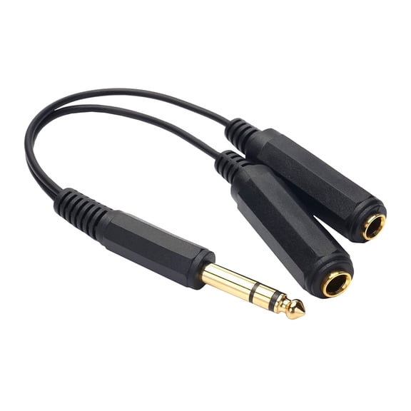 6.35mm Stereo Male to Two 6.35mm Female Y Splitter Cable for Clear Signals Distribution Sound Setups