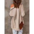 thumbnail image 4 of Cárdigan Suéter Hombro Caído Manga Larga Bolsillo Color Puro Casual Suéter De Punto Chaqueta para Mujer Caqui XXL, 4 of 6