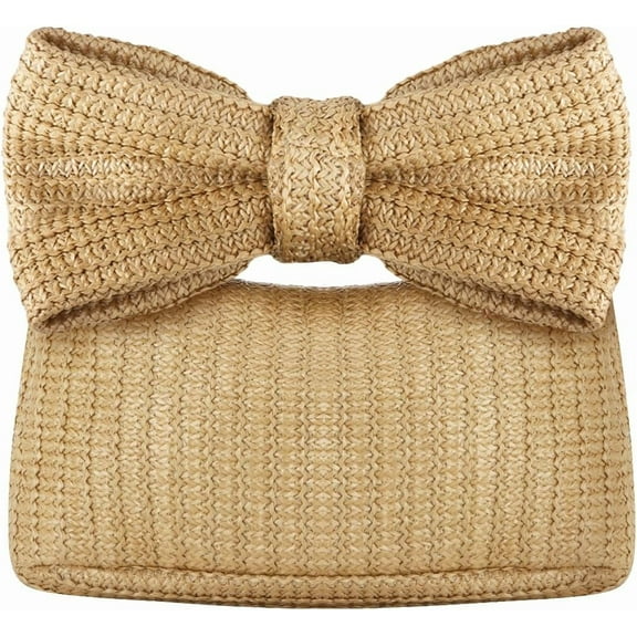 CAILDANL Bow Straw Clutch Purses for Women Summer Woven Rattan Handbags Wicker Beach Tote Bag 2025
