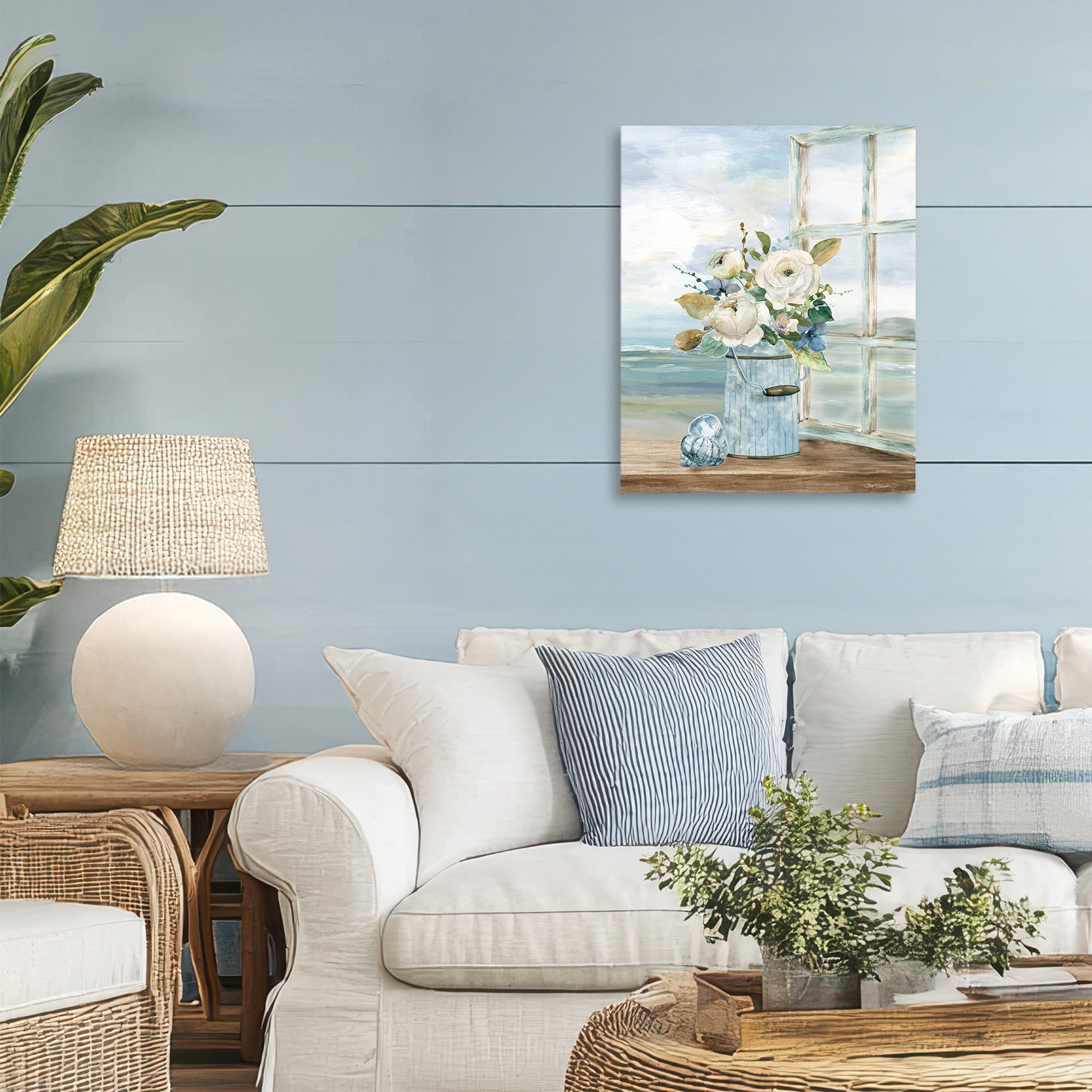 Stupell Industries Seaside Florals on Windowsill Canvas Wall Art, design by Carol Robinson