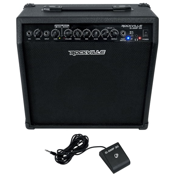Rockville G-AMP 30 Watt Guitar Combo Amplifier Amp Bluetooth/Mic In Footswitch