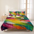 thumbnail image 3 of Queen Quilt Set 90''x96'', Colorful Pigment Lightweight Summer Bedspread Coverlet Set with 2 Pillow Shams, Abstract Color Block Oil Painting Breathable All Season Quilt Bedding for Bedroom/Guest Room, 3 of 9