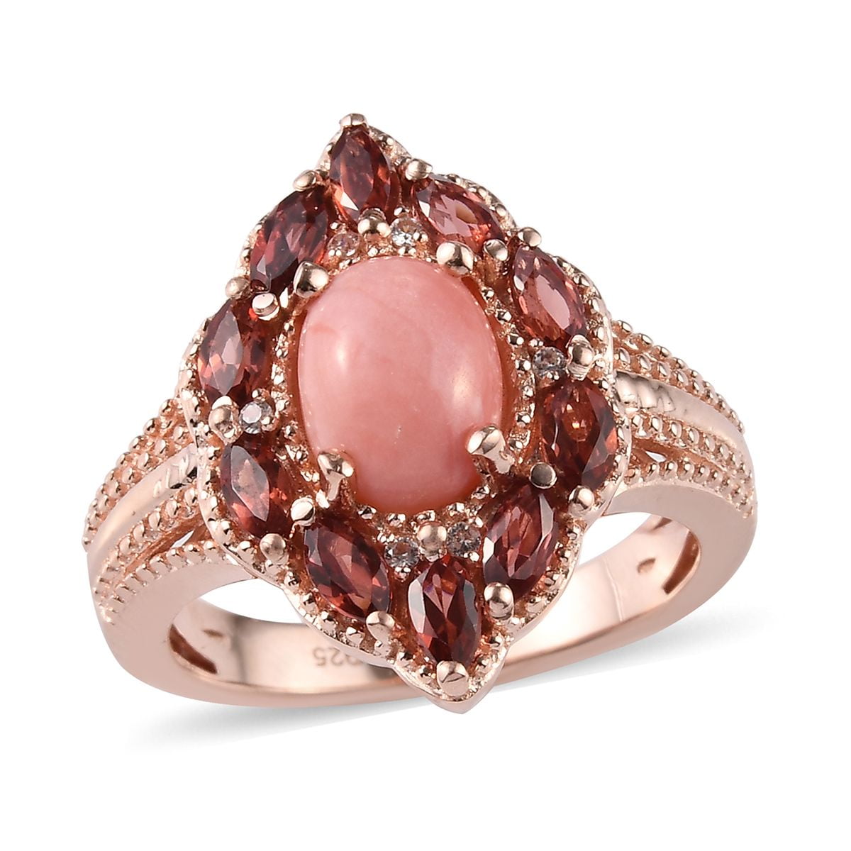 Shop LC 925 Sterling Silver Rose Gold Plated Oval Peach Opal