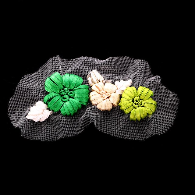 Flor de Decoracion BLESIY Cintas Flor Applique Adornos para Artesanía DIY 12x6cm Tejido de costura