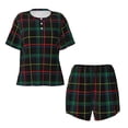 thumbnail image 5 of Wukai Buffalo Plaid Dark Green Women's Pajama Set,Short-Sleeve Top and Shorts with Elastic Waistband and Pockets for Loungewear, Yoga, and Casual Wear-3X-Large, 5 of 8