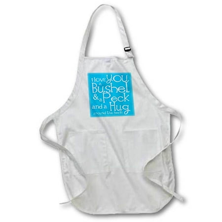 

3dRose I love you a bushel and a peck. Blue. Full Length Apron 22 by 30-inch White With Pockets