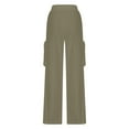 thumbnail image 6 of Ndbuld Cargo Pants Women High Waisted Parachute Pants Women's Solid Color High Waist Flap Pocket Work Pants Trousers With Pockets Evergreen Army Green L, 6 of 6