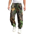 thumbnail image 3 of Havenx Mens Camo Cargo Pants Maple Leaf Print Drawstring Waist Tapered Cargo Pants with Flap Pockets Straight Wide Leg Joggers Workout Athletic Soft Lounge Fashion Clothing,Dark Green 3XL, 3 of 6
