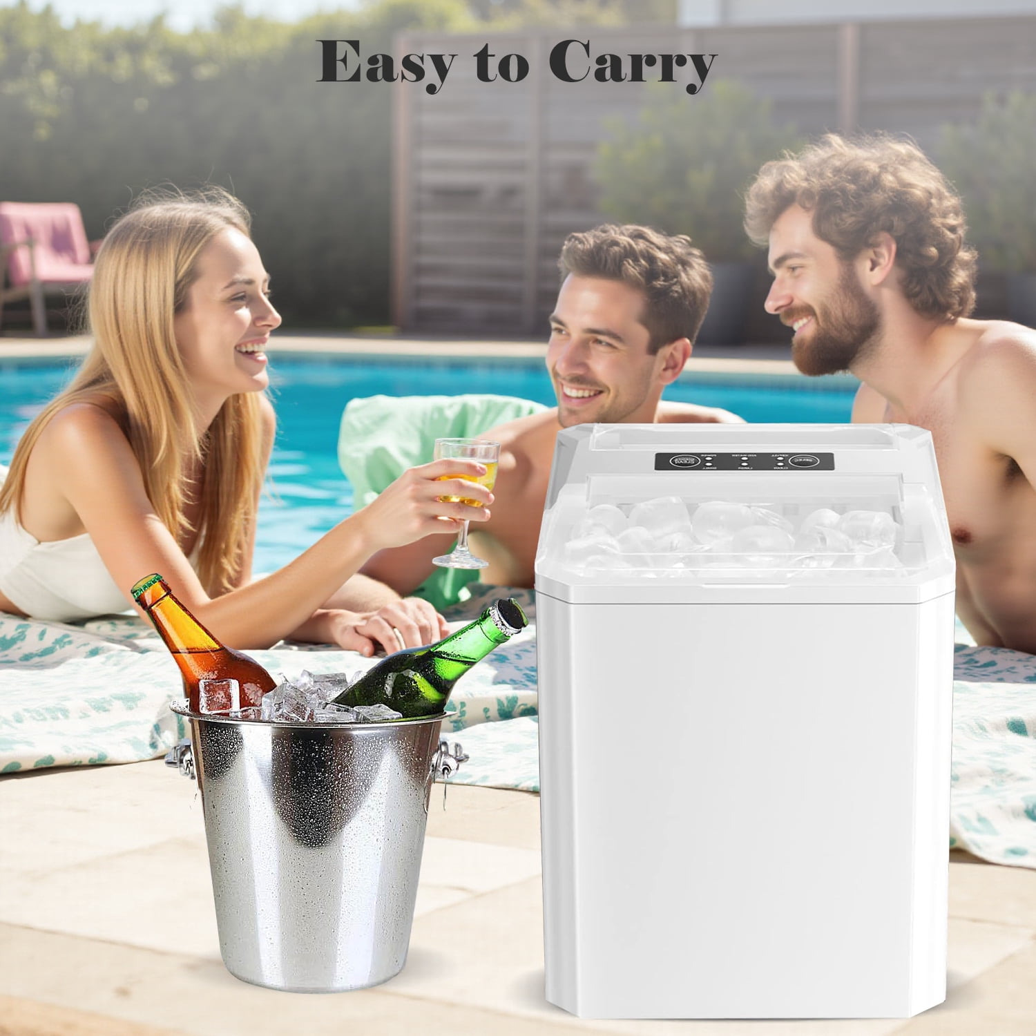 Beddle Portable Countertop Ice Maker with Self-Cleaning, 9 Cubes in 6 Mins, 26 lbs/24 Hrs,For Home Camping,White