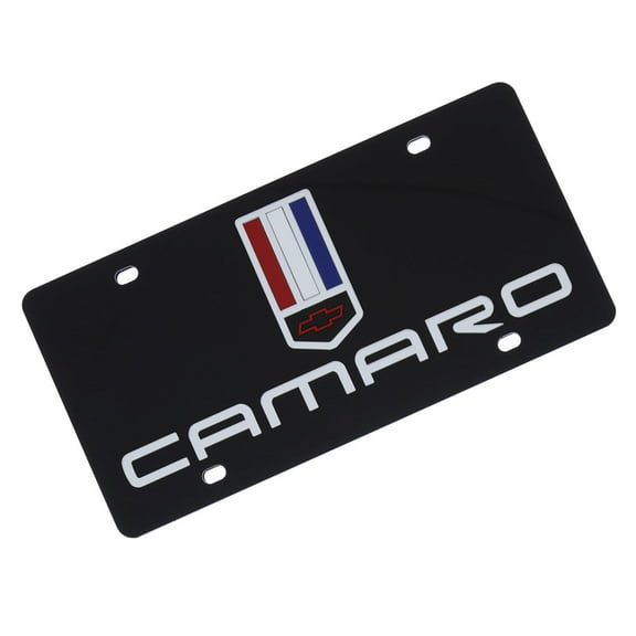 Chevy Camaro Dual Logo License Plate (Black)