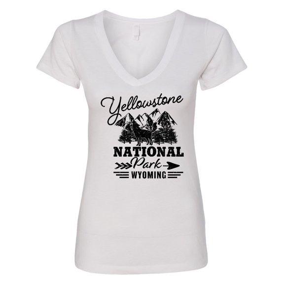 Inktastic Wyoming Yellowstone National Park Women's V-Neck T-Shirt