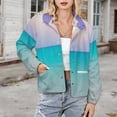 thumbnail image 3 of Jackets for Women Winter Coat Jackets Flannel Stand Collar Jacket(Ocean Dream Sunset,Size:S-4XL), 3 of 7