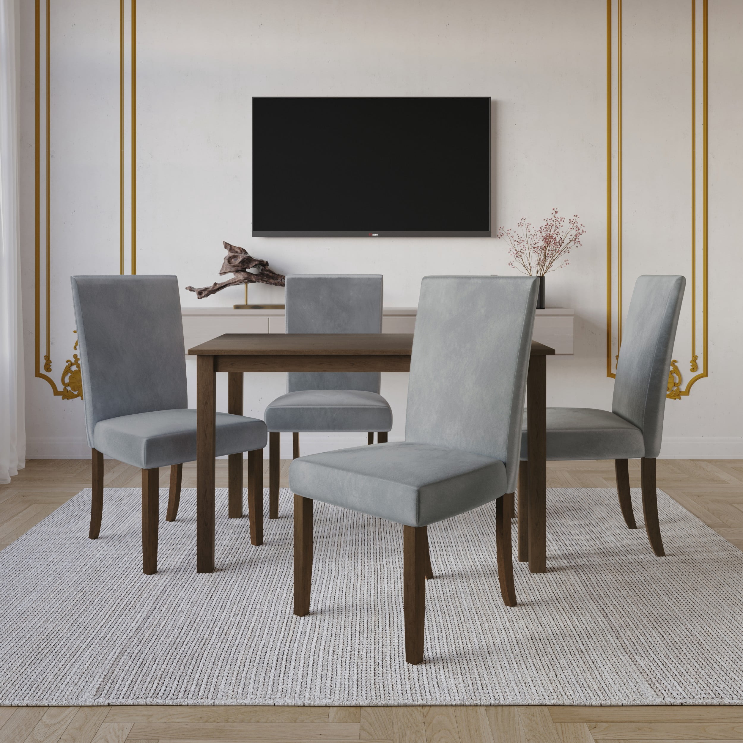 Home Design Darien Dining Chair (Set of 4), Brown, Upholstered seat, Foam-padded back, Comfortable seating, Sturdy frame, Elegant design, Timeless style, Durable construction