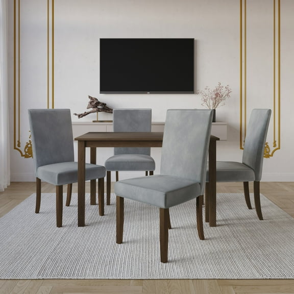 Home Design Darien 5-Piece Dining Set with Rectangular Table and Upholstered Chairs, Brown/Gray