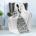thumbnail image 4 of Vintage Soft Flannel Fleece Blanket, Love Country Wedding Themed Romantic Butterflies Princess Retro Parisienne, Cozy Plush for Indoor and Outdoor Use, 50" x 70", Charcoal Grey White, by Ambesonne, 4 of 5