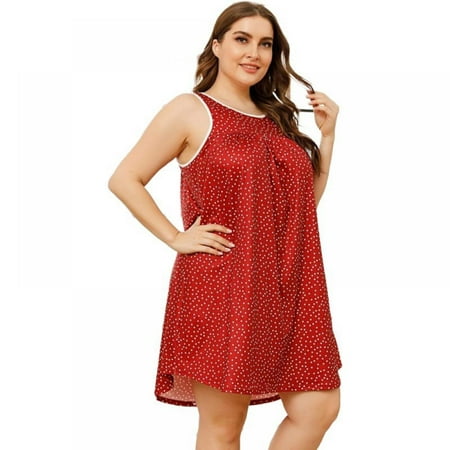 

BRAND FACTORY PRICE! Women s Polka Dot Nightgown Plus Size Sleepshirt Tank Nightdress Scoop Neck Soft Sleepdress Pajama Dress