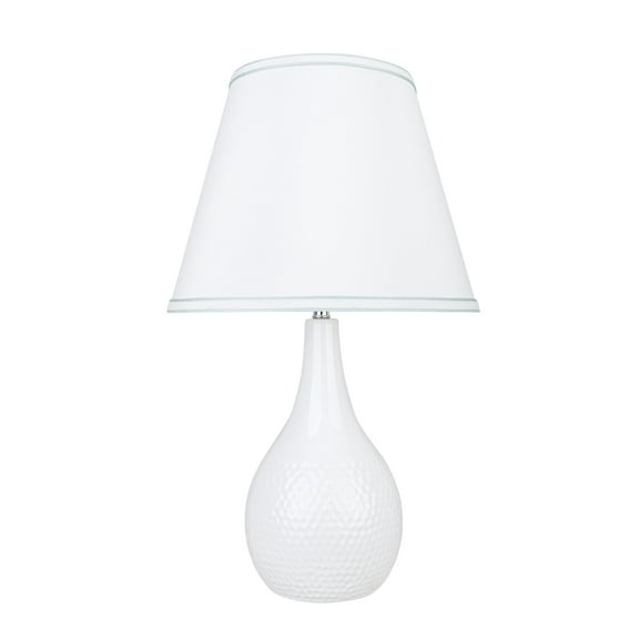 Aspen Creative 40187-11, 23" High Transitional Ceramic Table Lamp, White and Hardback Empire Shaped Lamp Shade in White, 13" Wide