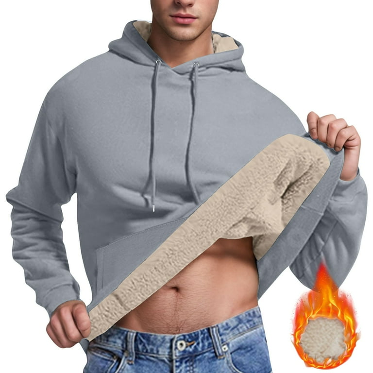 Htigea Mens Hoodie Heavy Sherpa Fleece Lined Pullover Thick Winter