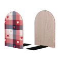thumbnail image 2 of Zufioo Heart Plaid Print Wooden Bookends, Metal Bookshelf Non-slip Bookends, Home Furnishings Suitable for Bookcases Offices, 2 of 8