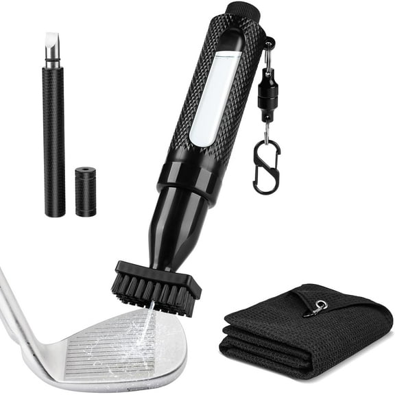 Magnetic Golf Club Cleaning Brush Kit – 3-in-1 Leak-Proof Water Brush with Heavy-Duty Magnet, Golf Towel & Groove Cleaner – Portable Golf Club Cleaner Tool Set Long Lasting