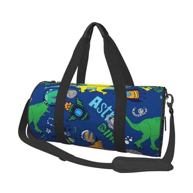 Balery Dinosaur In Space Bolsa de Gimnasio para Mujeres y Hombres, Bolsa de Viaje Impermeable, Bolsa de Fin de Semana con Compartimento para Zapatos y Bolsillo Húmedo