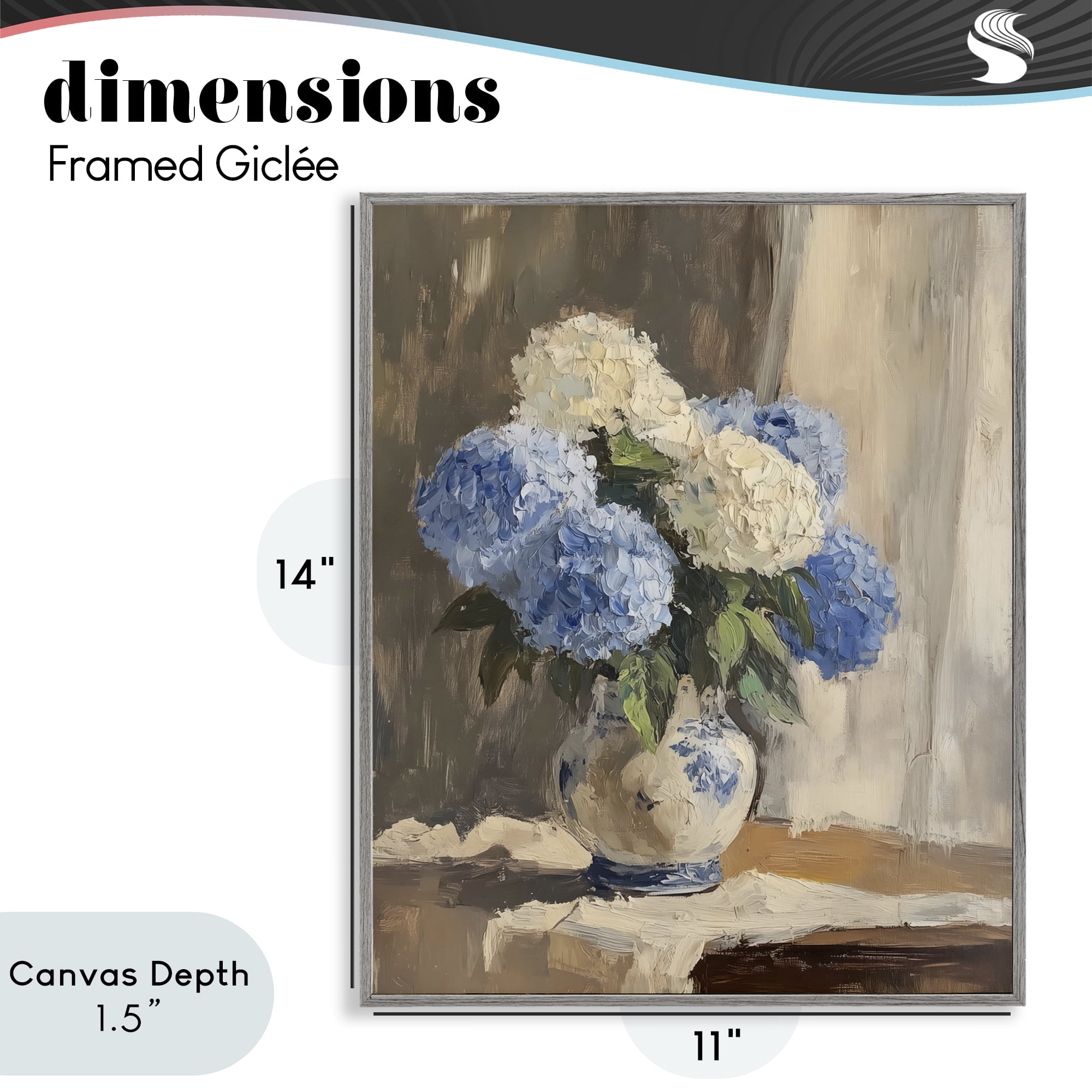 Stupell Industries Vintage Hydrangea in Ceramic Vase Gray Framed Giclee Art, design by LSR Design Studio