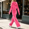 thumbnail image 4 of Mifsaly Women's Velour Tracksuit Set 2 Piece Elastic Waist Full Zip Hoodies And Wide Leg Pants Fall Daily Athletic Warm Lounge Matching Outfits, 4 of 8