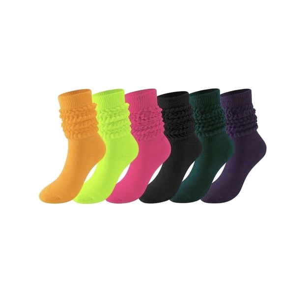 Loritta Slouch Socks Women Extra Long Knee High Socks Knit Soft Slouchy Boot Socks, 6 Pairs