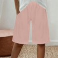 thumbnail image 2 of RYRJJ Bermuda Shorts for Women Knee Length Elastic Waist Drawstring Loose Wide Leg Shorts Summer Casual Beach Short Pants with Pockets(Pink,XXL), 2 of 9