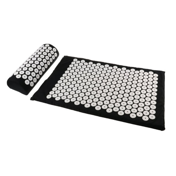 Juego de alfombrillas de almohada de acupresión para meditación de yoga Cojín de de acupuntura + bolsa Negro Colcomx Acupressure Pillow Mat