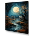 thumbnail image 2 of Designart "Moonlit Azure River Enchantment" Landscape Forest River Wall Decor, 2 of 7