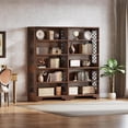 thumbnail image 5 of Finmind 6-Tier Bookcase Set of 2- 70.8" Vintage Tall Bookcase with X-Pattern Design & 5-Shelf Display Rack, 5 of 7