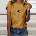 thumbnail image 2 of Fgnfyis Womens Tops Women Casual Letters Print Shirt O Neck Short Sleeve Tee Tops Tunic T Shirts for Women Light Yellow L, 2 of 4