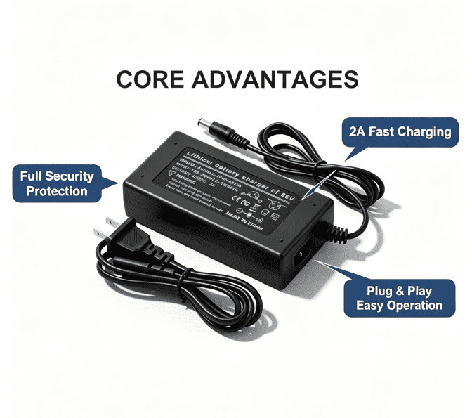 42V 2A Ebike Charger Power Supply For 36V Lithium Battery Electric Bicycle E-Bike